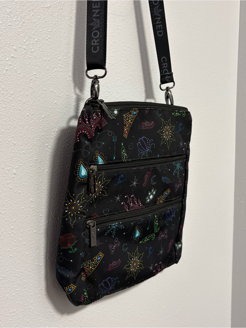 Crowned Athletics Disney Electrical Parade Crossbody backpack Bag Black Neon - Picture 16 of 16